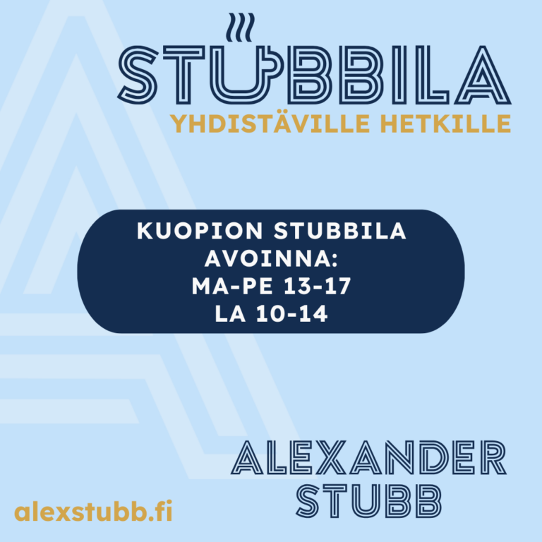 Tervetuloa Kuopion Stubbilaan – avoinna ma-pe klo 13-17, la klo 10-14