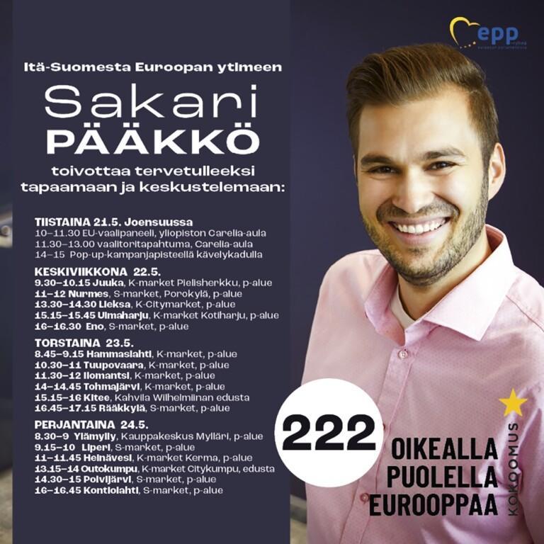 Sakari Pääkön eurovaalikiertue Pohjois-Karjalassa