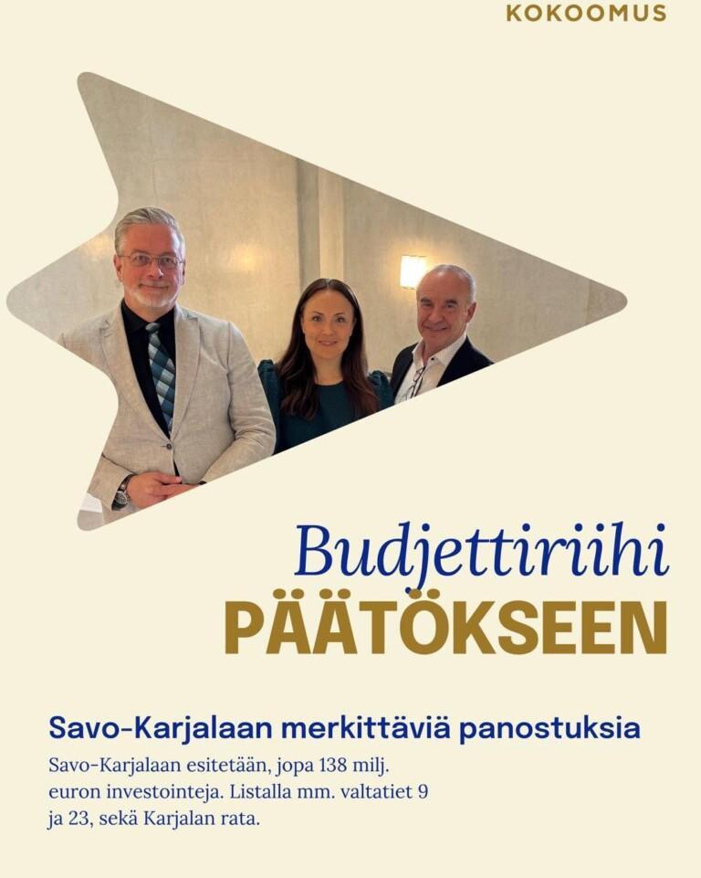 Savo-Karjalan kokoomusedustajat Partanen, Kilpi ja Eestilä: Savo-Karjalaan merkittäviä liikenneinvestointeja